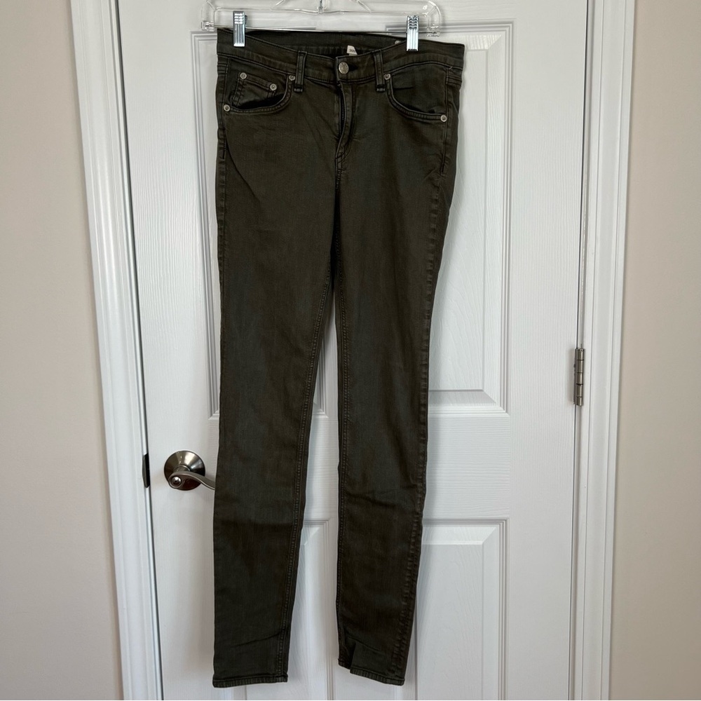 ! Rag & Bone Army Green Olive Fatigue Skinny Jeans Cotton Tencel